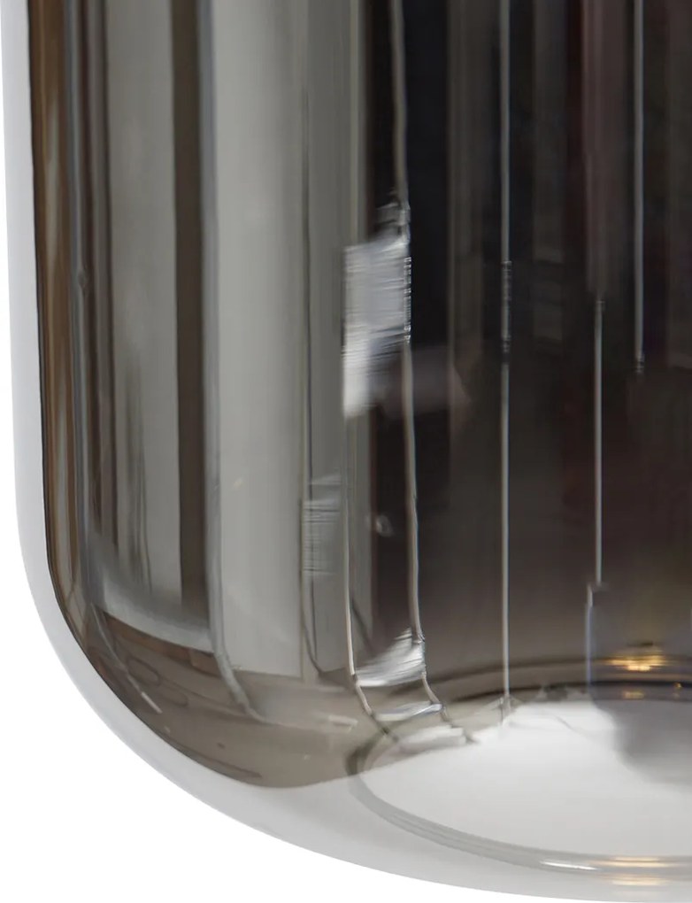 Lampa wisząca czarna ze złotem i dymionym szkłem w komplecie z 4 żarówkami PUCC - Zuzanna