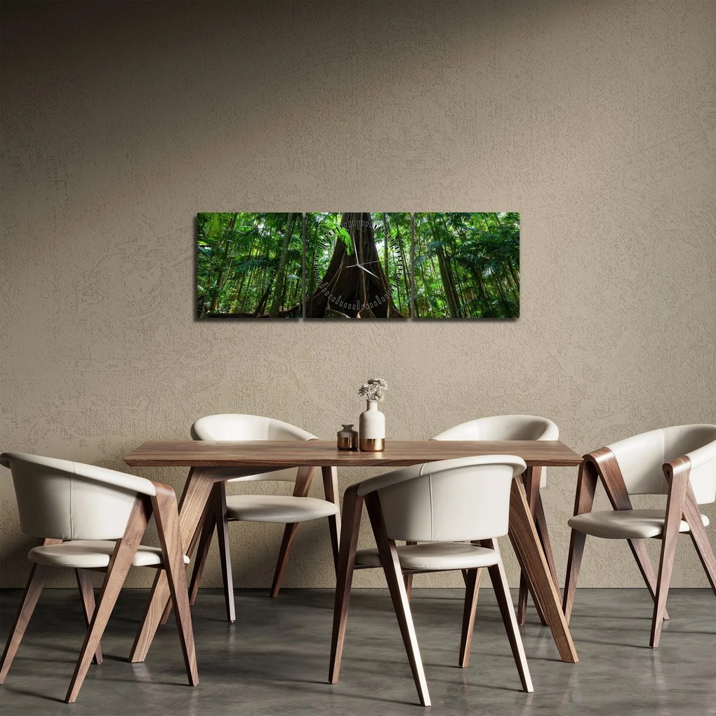 Obraz - Korzenie drzewa (z zegarem) (90x30 cm)