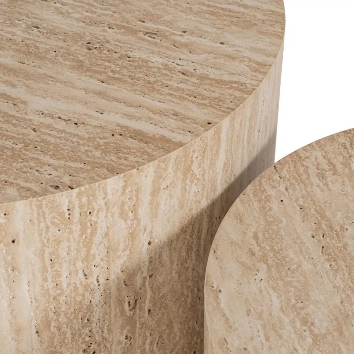 Zestaw Stolików Kawowych LEILA 38 cm/48 cm Trawertyn Nowoczesny