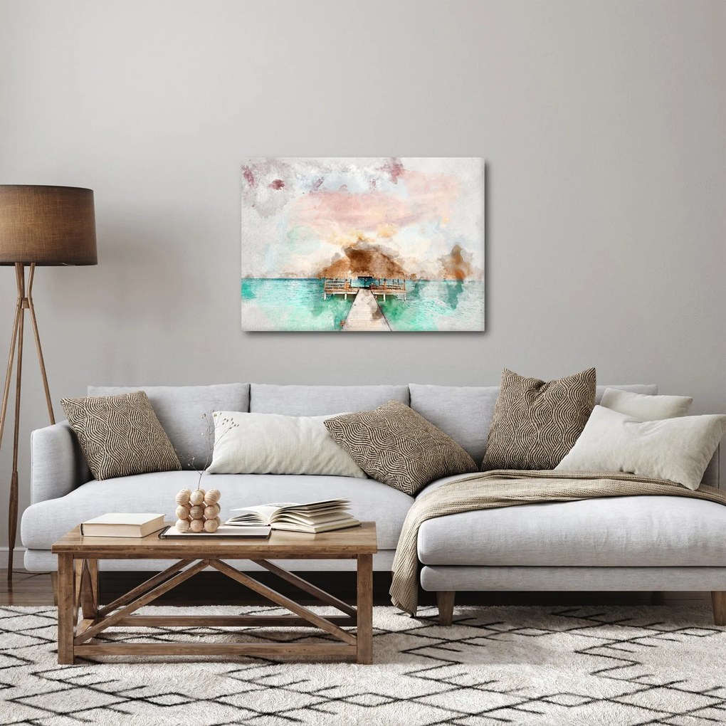 Obraz - Malediwy, drewniane molo (70x50 cm)
