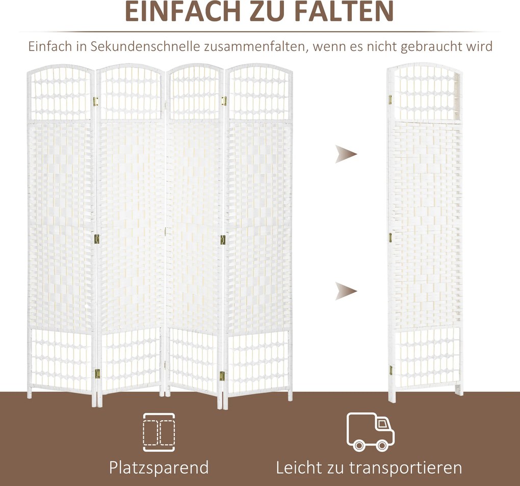 HOMCOM Parawan 4-częściowy 160 x 170 cm składany, przegroda z falistego włókna, przegroda do salonu | Aosom PL