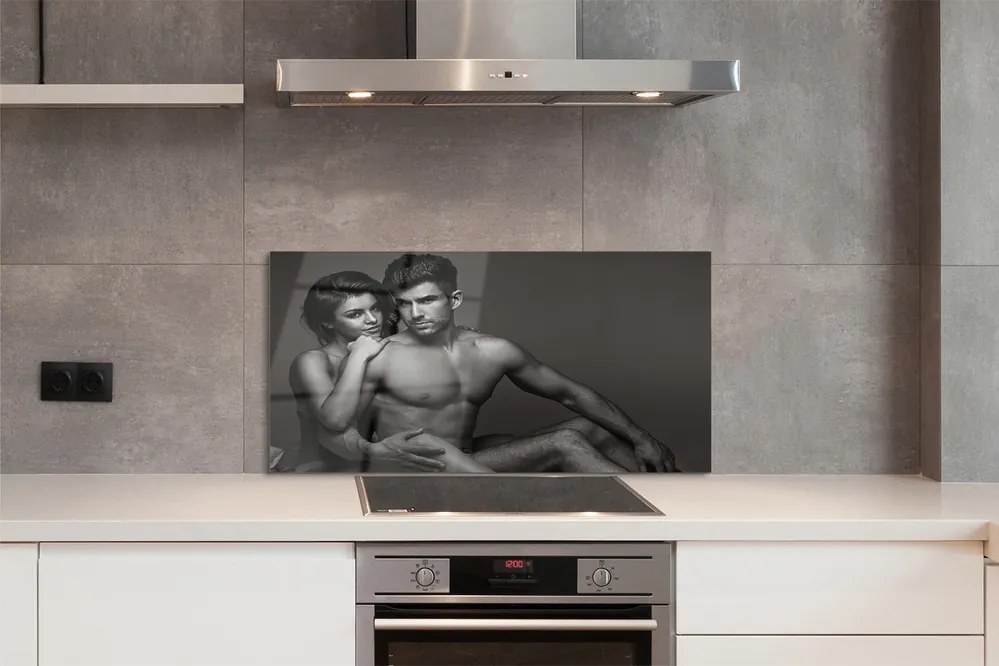 Panel szklany do Kuchni Para: Kobieta i Mężczyzna