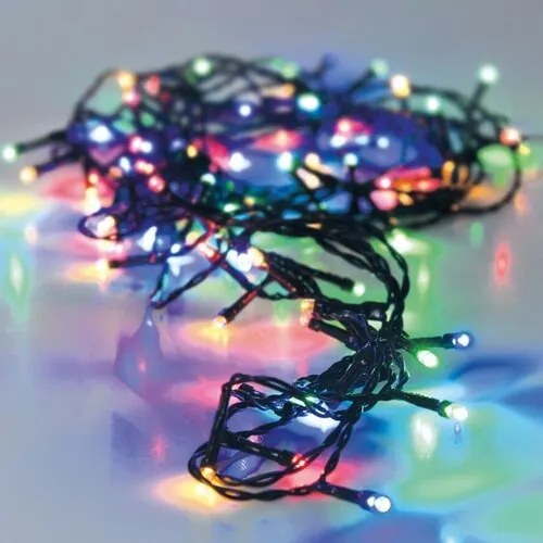 Łańcuch świąteczny zewnętrzny LED kolorowy, 96x LED, 7 m, 3x baterie AA, wyłącznik czasowy