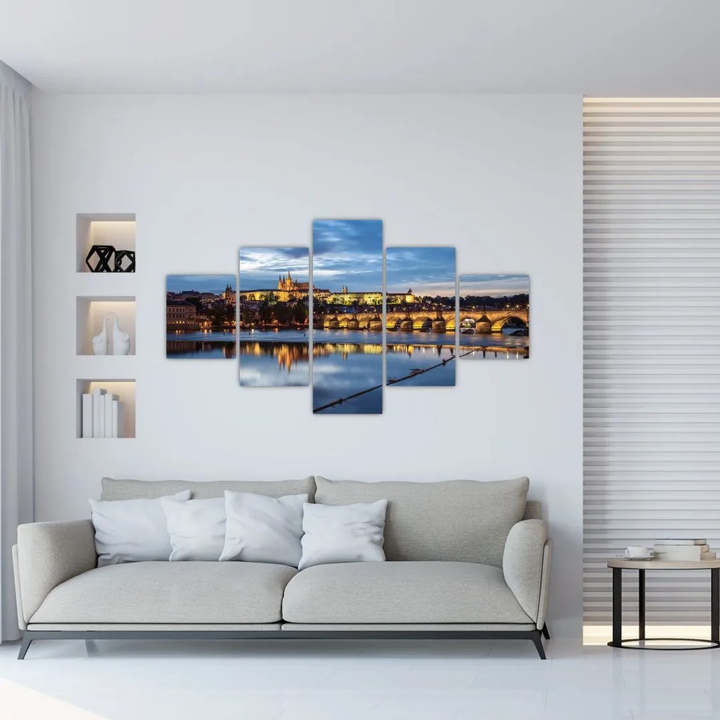 Obraz Zamku Praskiego i Mostu Karola (125x70 cm)