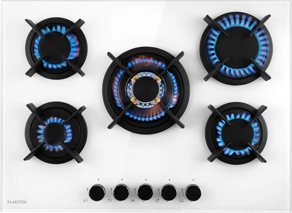 Klarstein Goldflame 70cm Płyta gazowa 5 palników Biały