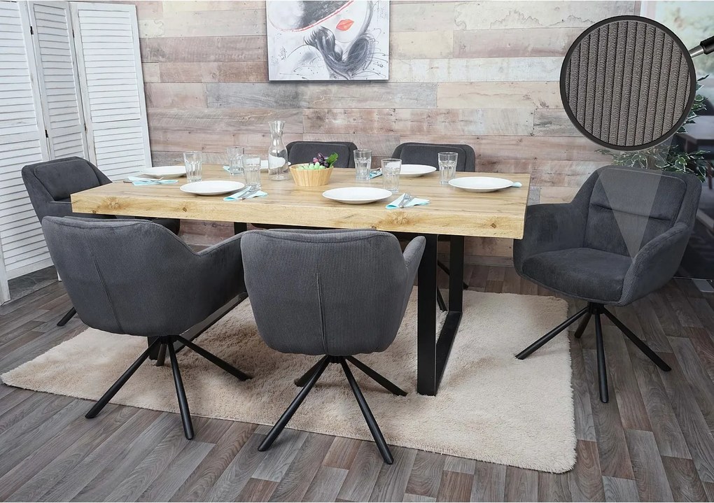 Krzesło do jadalni MCW-K33 (zestaw 6 sztuk),  sztruks szary