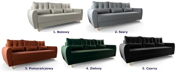 Popielata sofa rozkładana - Castello 3X