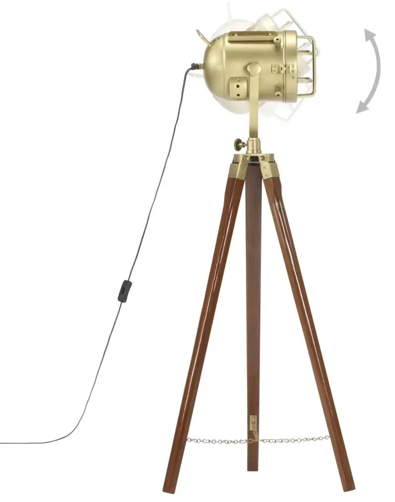 Brązowa lampa stojąca retro z drewna mango - 5X EX191 C3-L92