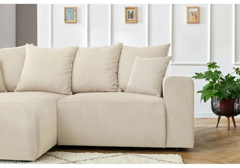 Kremowy aksamitny narożnik Enjoy – Bobochic Paris