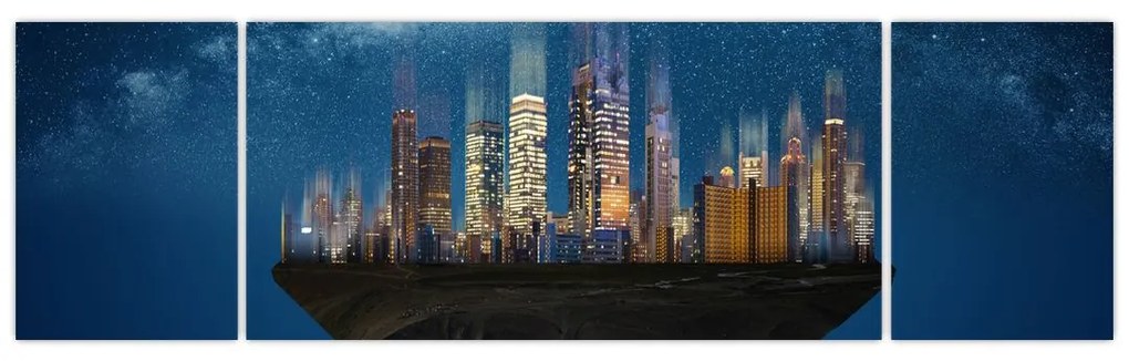 Obraz - Wielkie miasto unoszące się w kosmosie (170x50 cm)