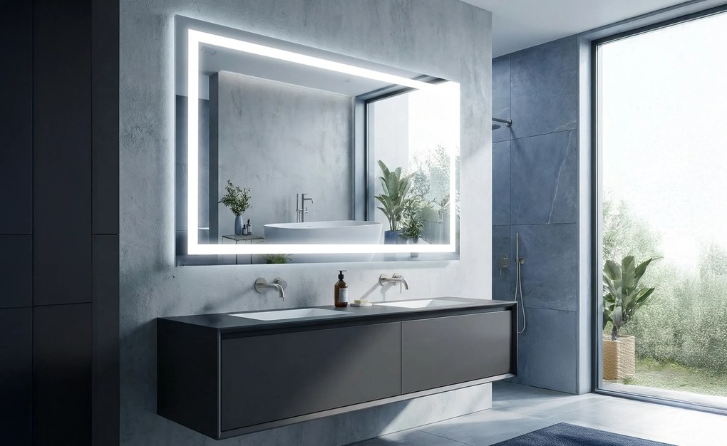 120x80 Prostokątne Lustro Łazienkowe Podświetlane LED15