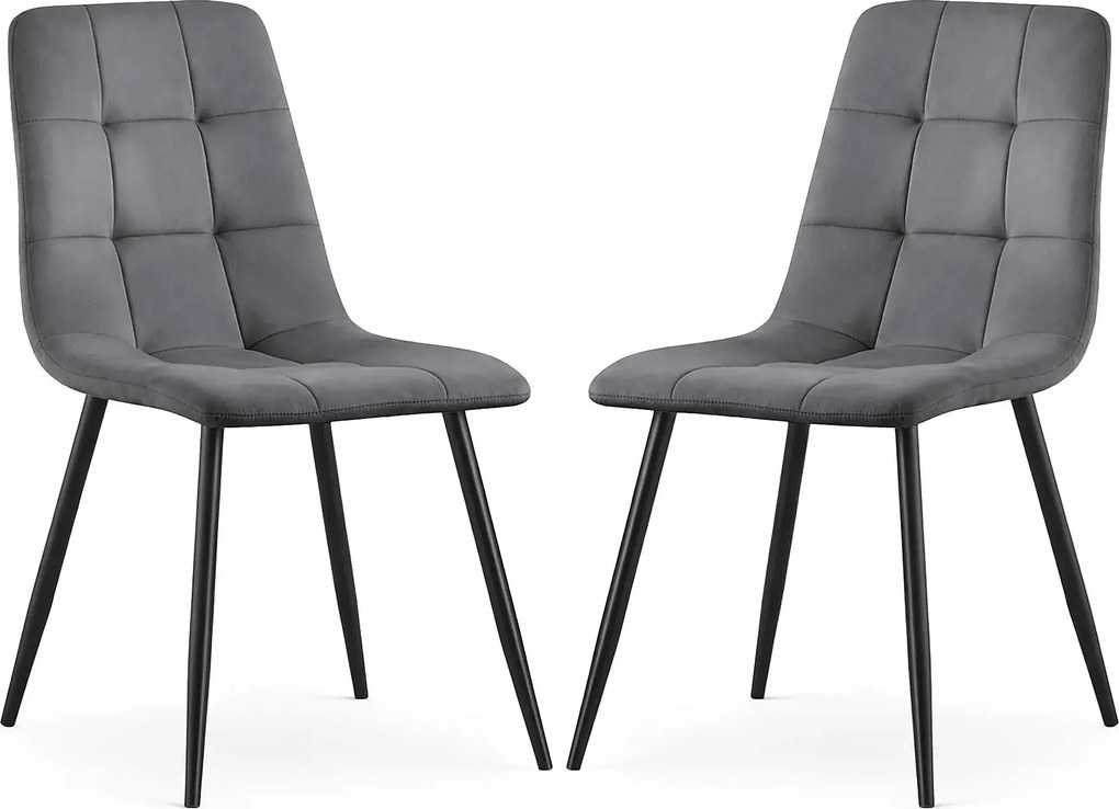 Zestaw 2 grafitowych krzeseł tapicerowanych welurem F7-R36