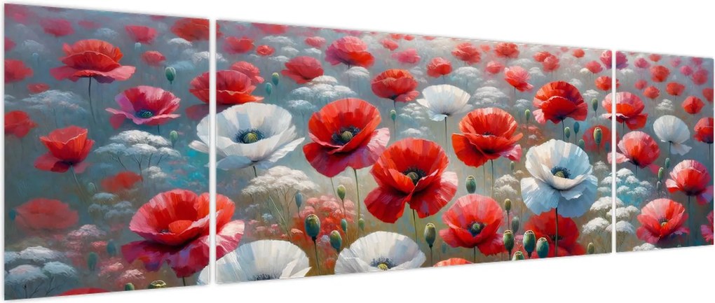 Obraz - Pole maków (170x50 cm)