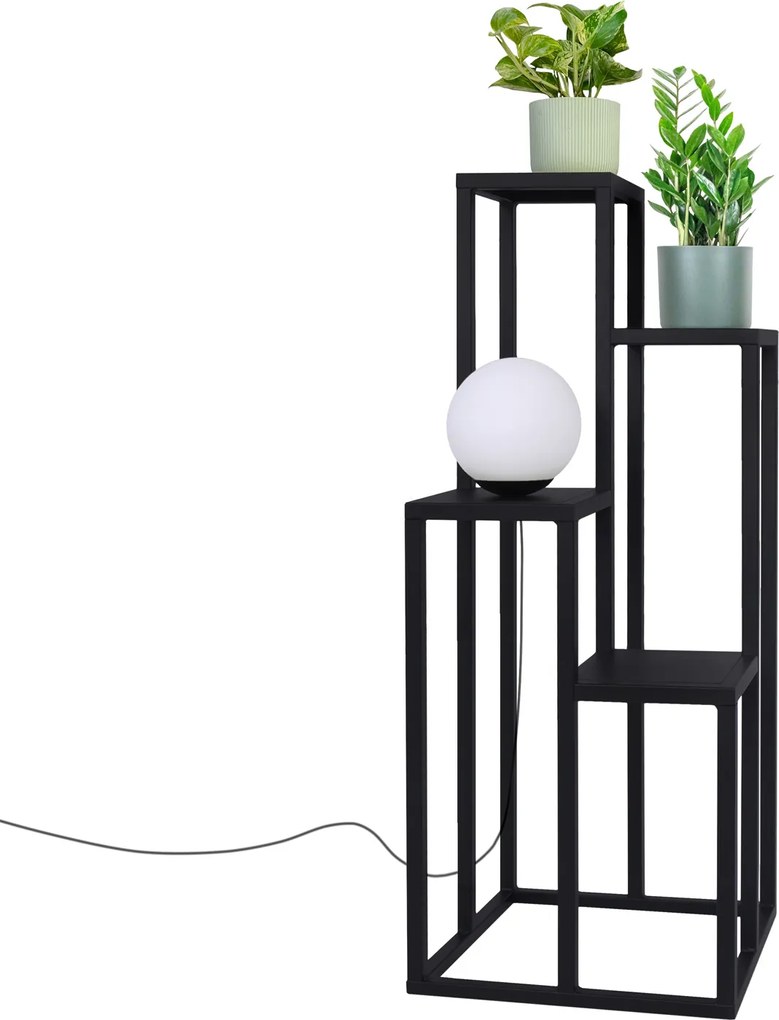 Minimalistyczny kwietnik Hibiscus z białą lampą