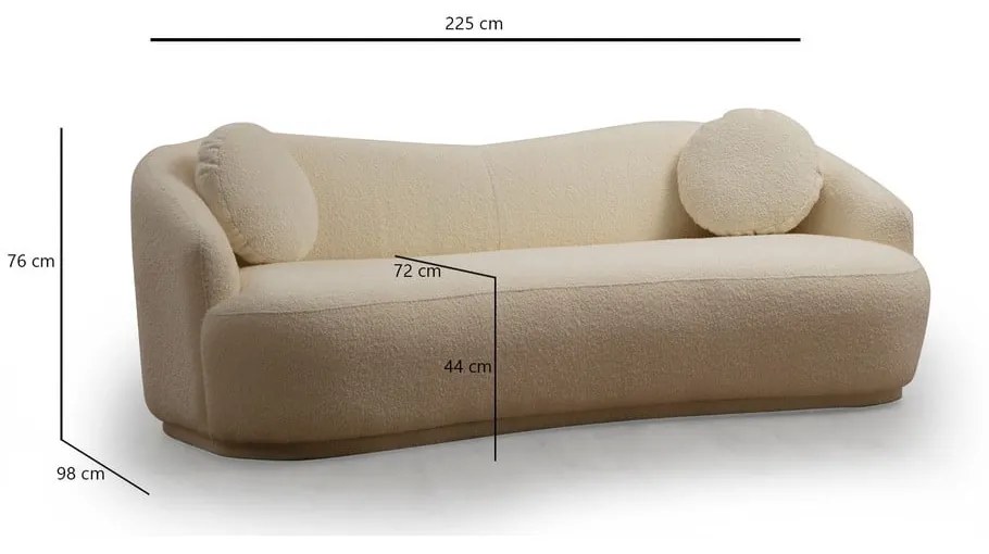 Kremowa sofa 225 cm Ancona – Artie