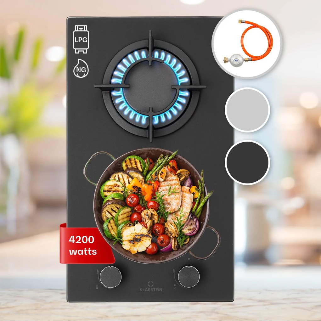 Klarstein Firetale 30cm Płyta gazowa 2 palniki Czarny