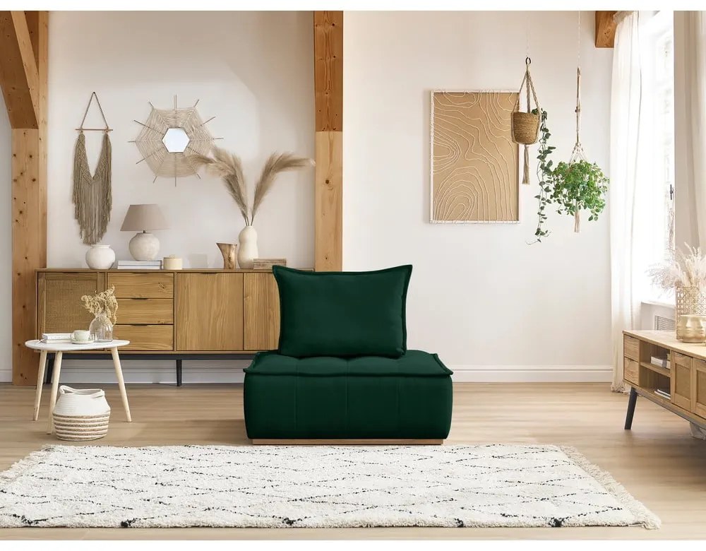 Ciemnozielony fotel z tkaniny szenilowej Elisa – Bobochic Paris