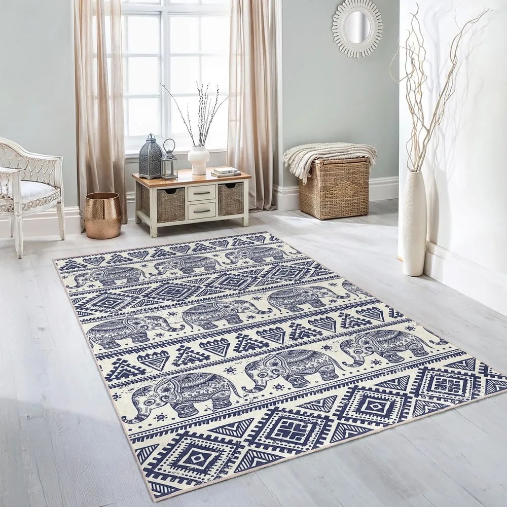 Niebieski chodnik odpowiedni do prania 80x200 cm Elephant – Mila Home