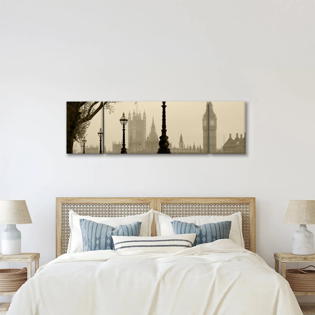 Obraz - Londyn we mgle, Anglia (170x50 cm)