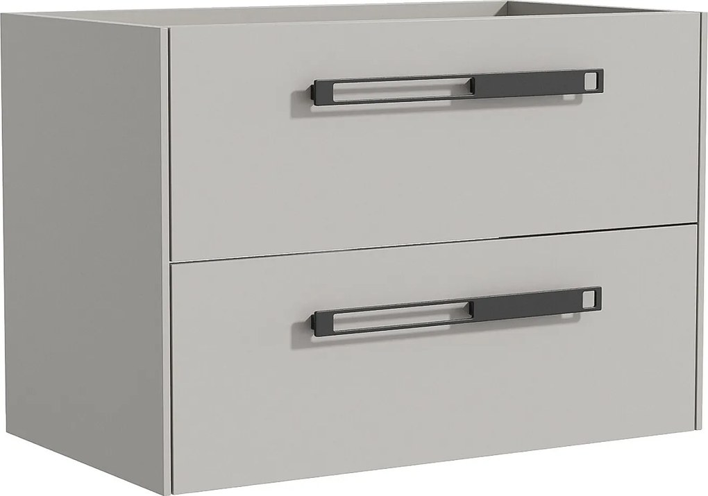 Podwieszana szafka pod umywalkę z aluminiowymi uchwytami - Szara - 80 cm - FELNA