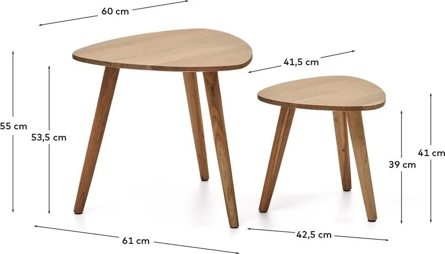 Stoliki z litego drewna akacjowego zestaw 2 szt. 60x61 cm Duvani – Kave Home