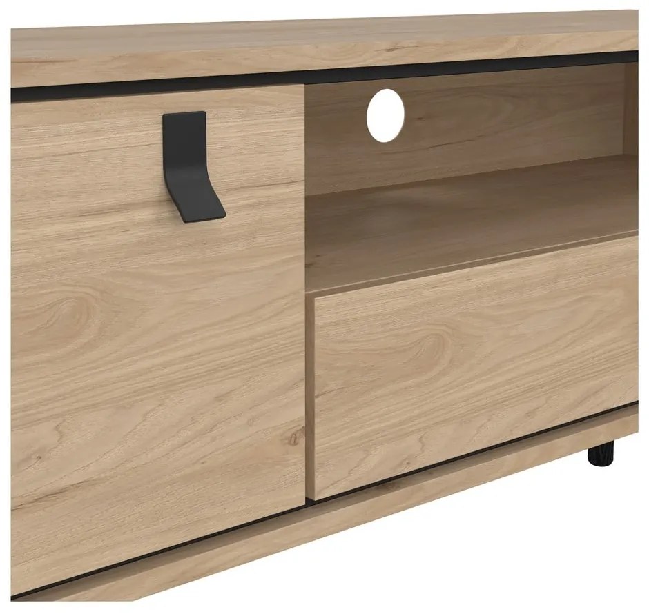 Szafka pod TV w dekorze dębu w naturalnym kolorze 150x60x40 cm Ry – Tvilum