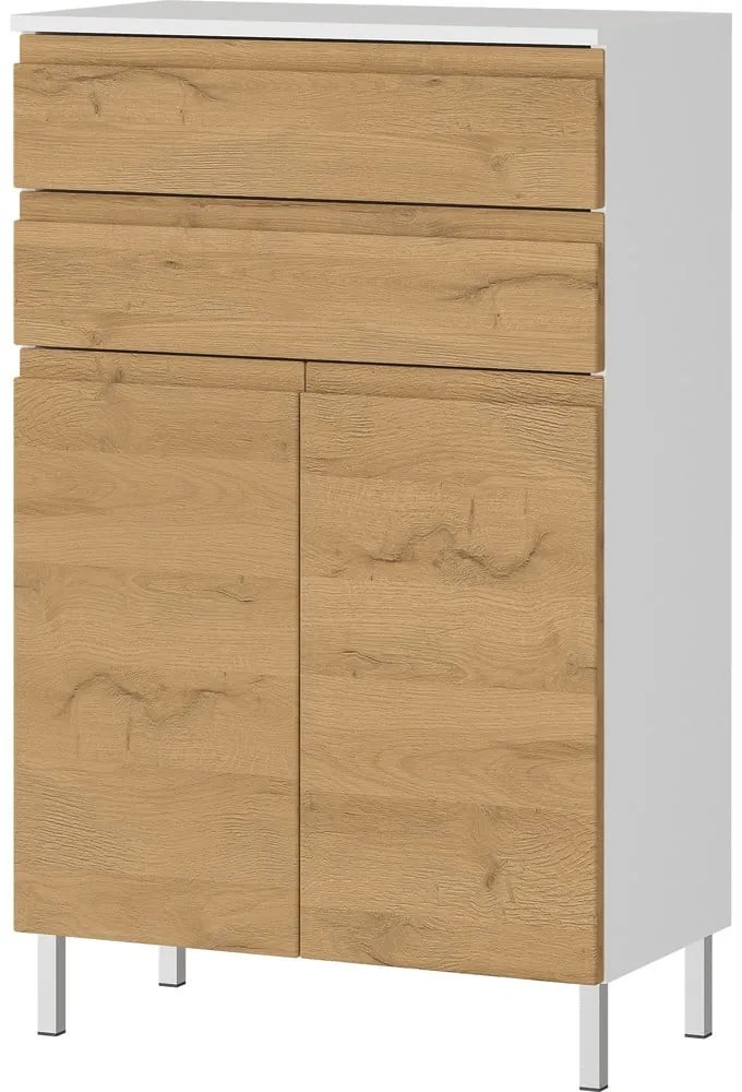Biała niska szafka łazienkowa w dekorze dębu 60x97 cm Torrance – Germania