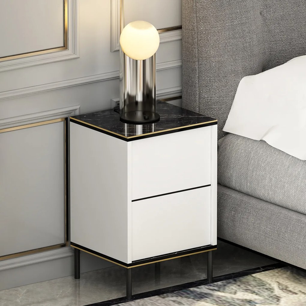Stolik nocny Imaj White Marble