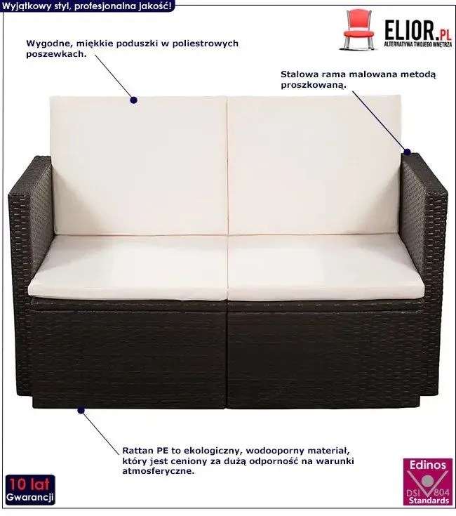 Sofa ogrodowa Mios - brązowa