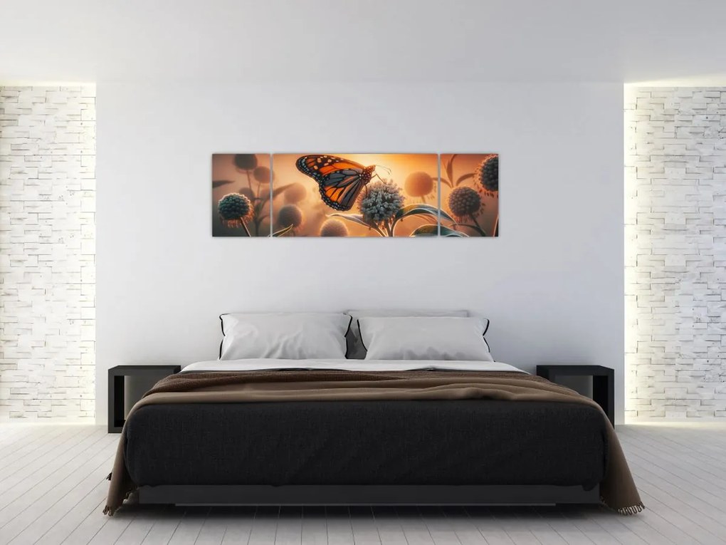 Obraz – Motyl w zachodzącym słońcu (170x50 cm)