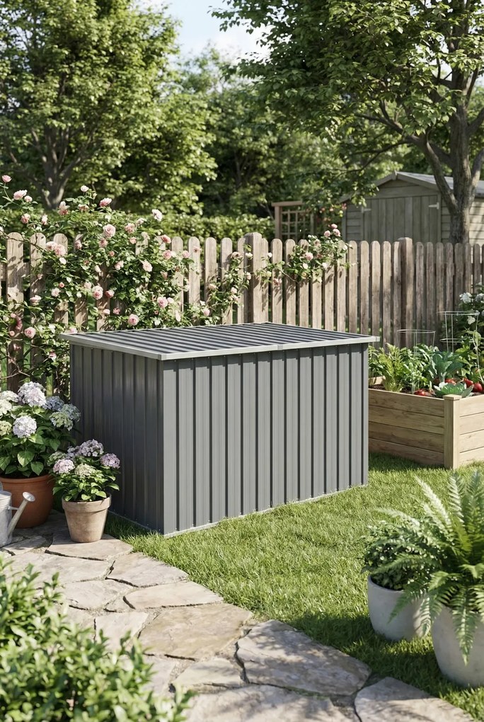 Szara skrzynia ogrodowa prostokątna L8-D80