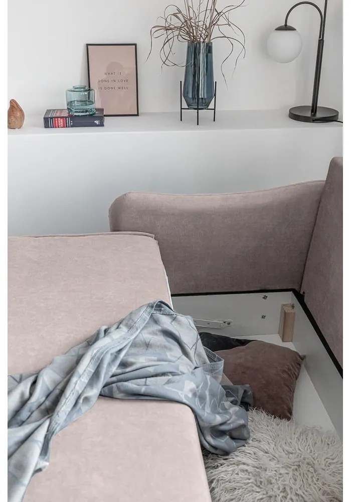 Beżowa aksamitna rozkładana sofa Miuform Tender Eddie