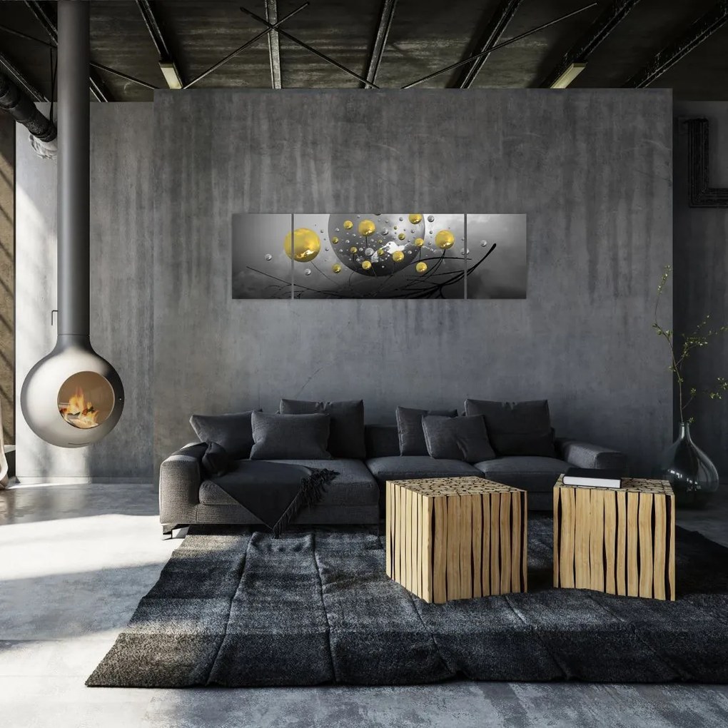 Obraz złotych abstrakcyjnych kul (170x50 cm)