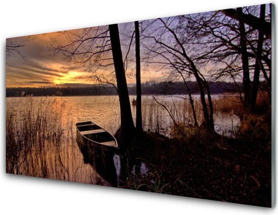 Dekor Szklany do Kuchni Samotna Łódź Pod Żaglami