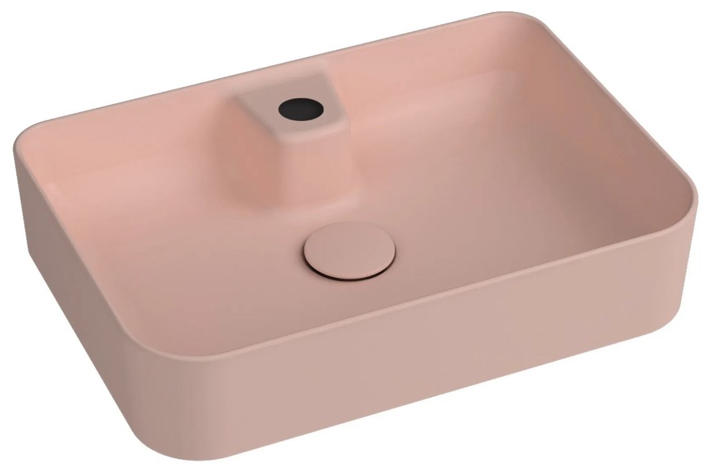Umywalka ceramiczna nablatowa różowa z otworem na baterie 50 x 35 cm LERA pink