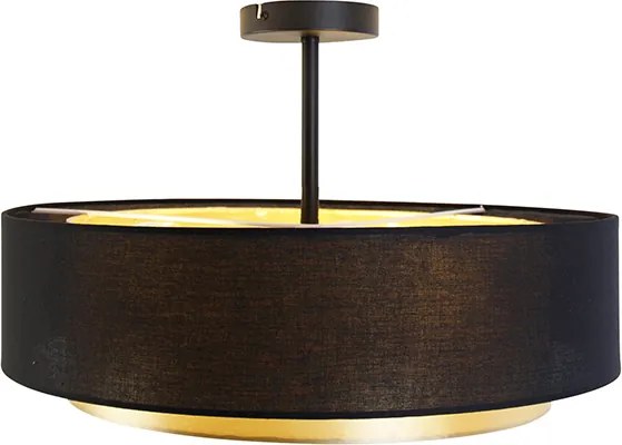 Nowoczesna lampa sufitowa czarna ze złotem 50 cm 3-światła - Drum Duo