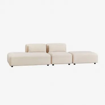 Sofa Modułowy 2-częściowy Z Lewym Szezlongiem I Pufem Fogler Sztruks Beż Lniany - Sklum