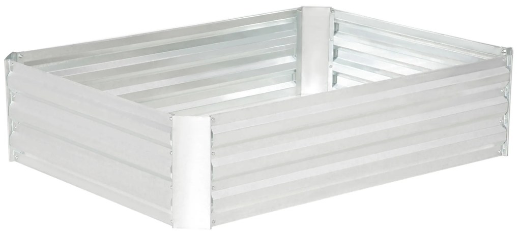 Outsunny Podwyższona grządka Ogrodowa z Ocynkowanej Stali – Idealna do kwiatów, ziół, Warzyw 120 x 90 x 30 cm