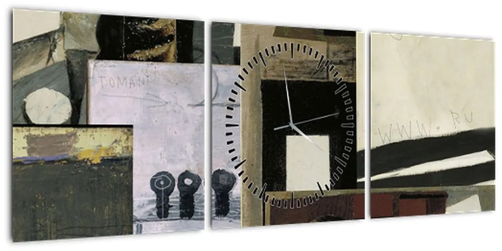 Obraz - Kubizm (z zegarem) (90x30 cm)