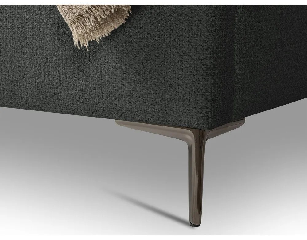 Ciemnoszare tapicerowane łóżko dwuosobowe ze stelażem 160x200 cm Makana – Makamii