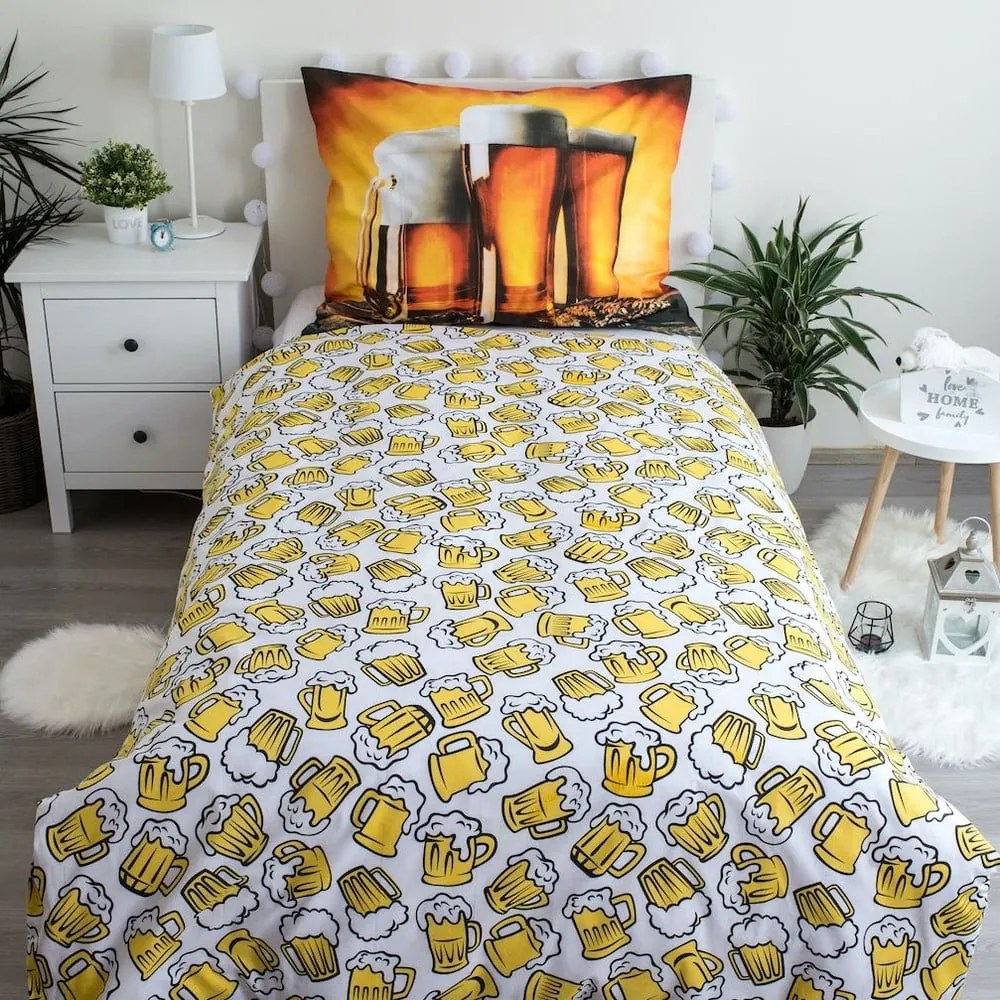 Bawełniana pościel jednoosobowa w bursztynowym kolorze 140x200 cm Beer – Jerry Fabrics