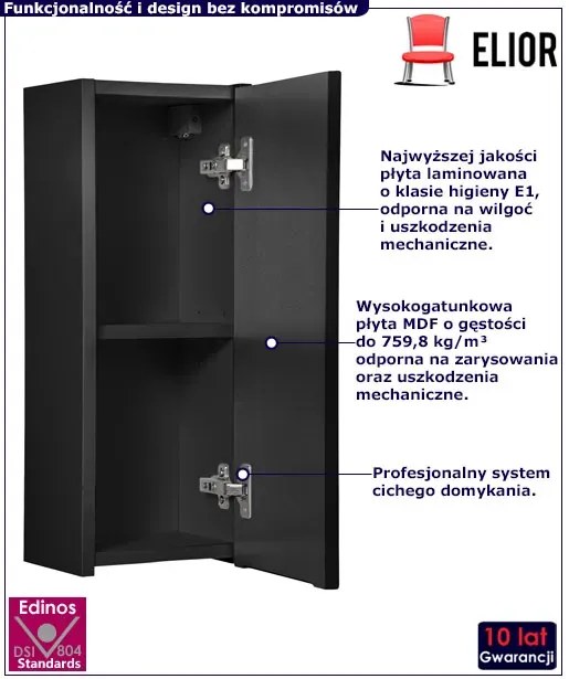 Nowoczesna czarna wisząca szafka łazienkowa K4-R85