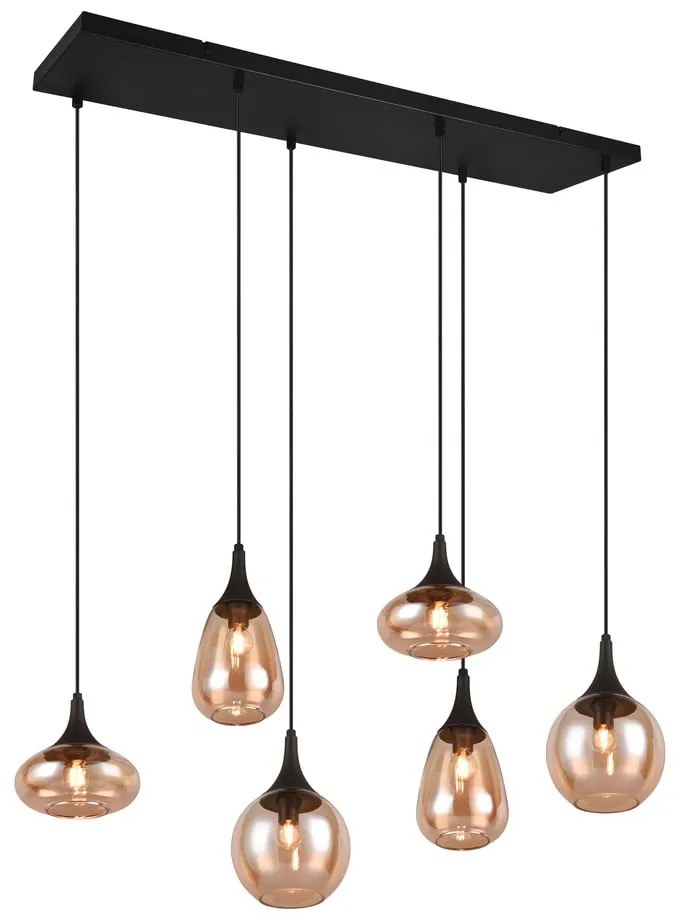 Czarno-pomarańczowa lampa wisząca ze szklanym kloszem Lumina – Trio