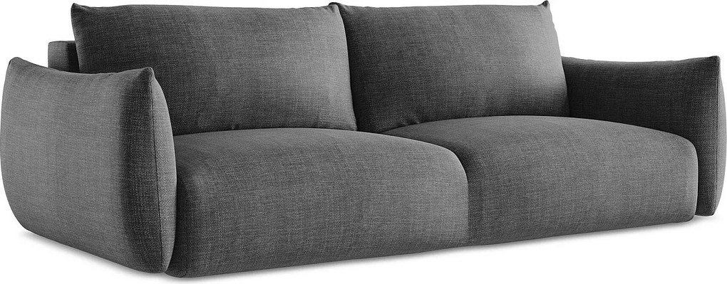 Kanapa 3-osobowa z funkcją spania - z tkaniny strukturalnej - ciemny szary - LEILA