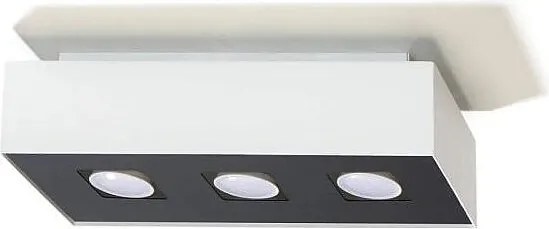 Plafony Minimalistyczny Mono, Stal - 3 Źródło - L.34 X H.11 Cm - Biały/Czarny