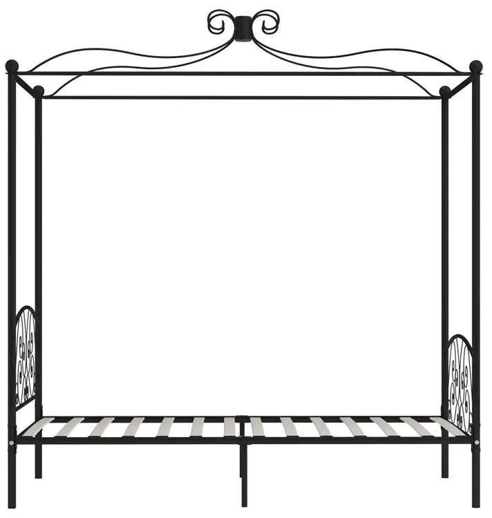Czarne podwójne łóżko z baldachimem 180x200 cm - Ifrexi