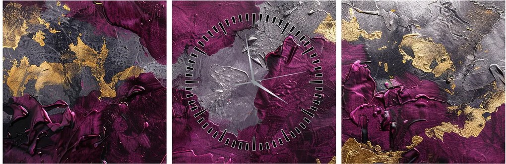 Obraz - Teksturowanie abstrakcji (z zegarem) (90x30 cm)