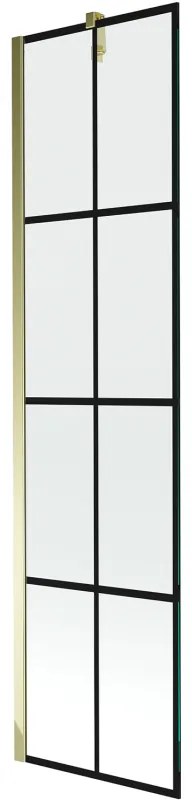 Mexen Next parawan nawannowy 1-skrzydłowy 50 x 150 cm, czarny wzór, złoty - 895-050-000-00-77-50