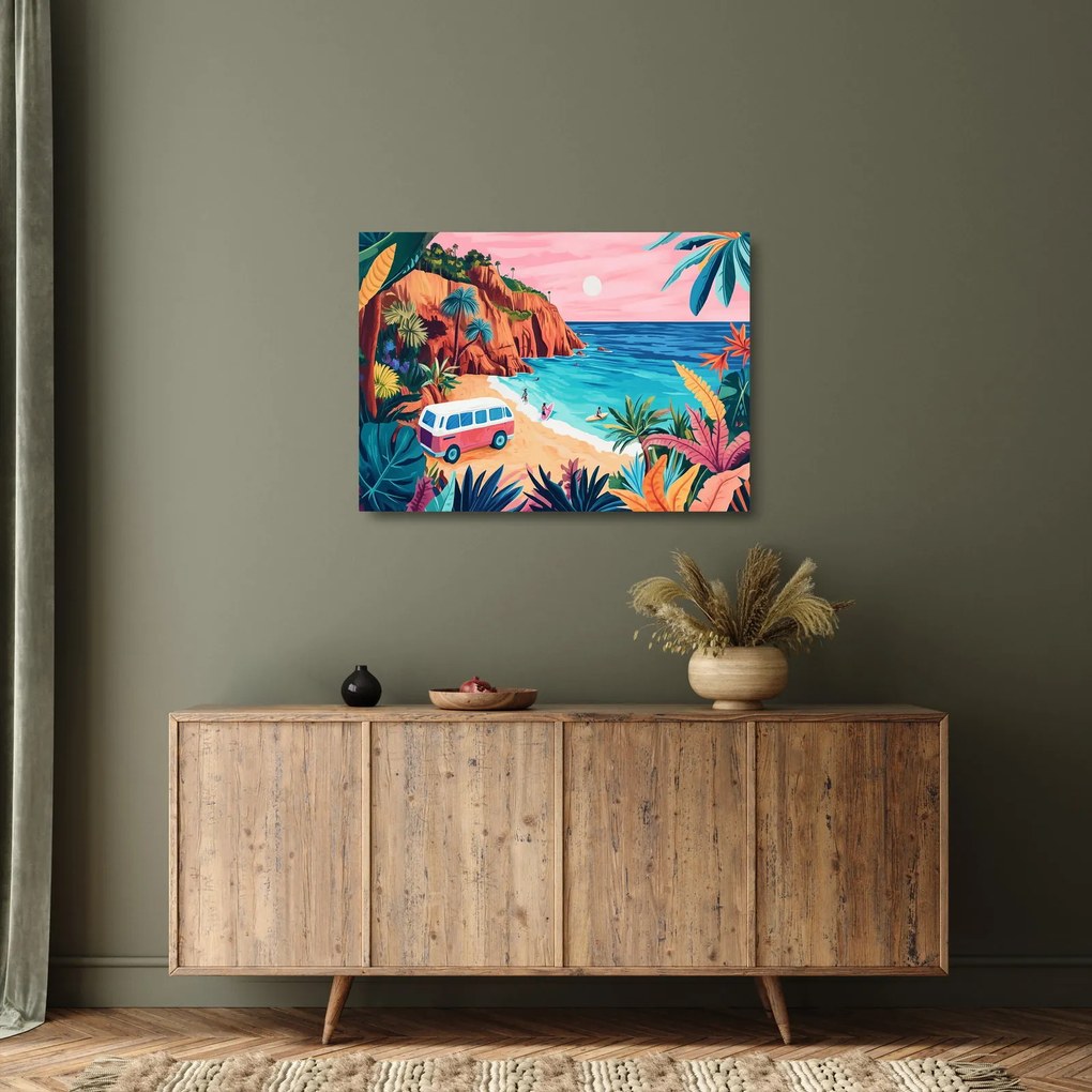 Obraz na szkle - Karawan nad oceanem (70x50 cm)