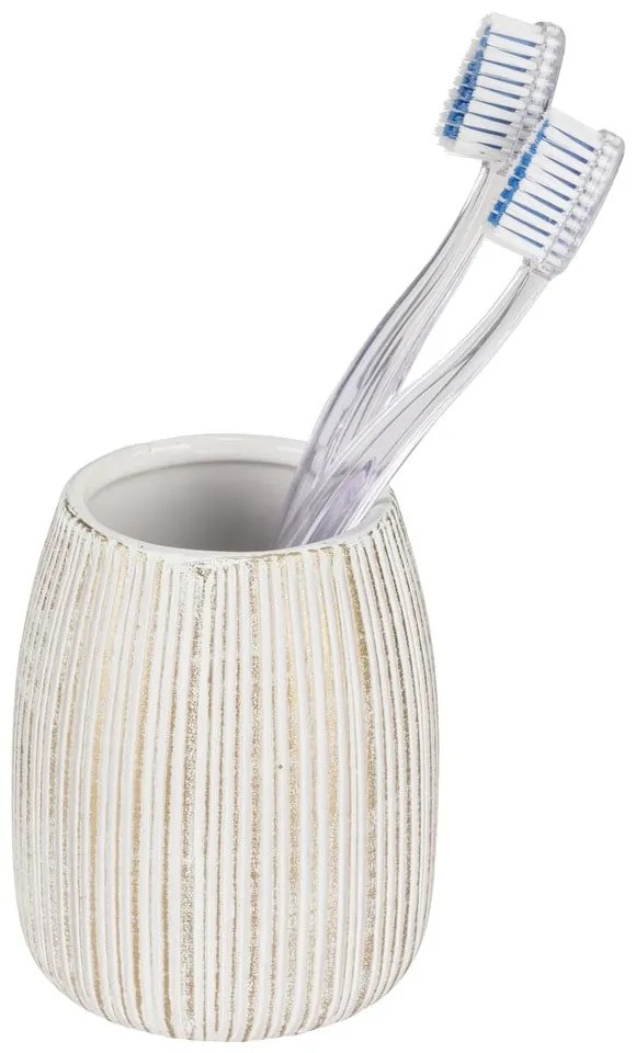 Biały/w kolorze złota kubek na szczoteczki do zębów ceramiczny Pascoli – Wenko